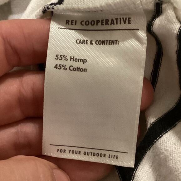REI CO-OP Womens Hemp Shirt Striped White Black XS Extra Small Gorpcore Granola - Picture 9 of 12